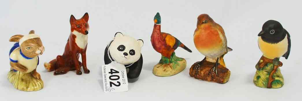 Appraisal: Beswick matt Panda Cub seated fox matt Stonechat matt Robin