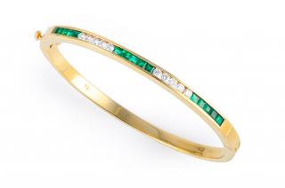 Appraisal: Emerald Diamond Gold Bangle K emerald diamond gold bangle RBC