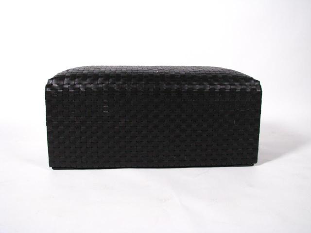 Appraisal: Woven leather ottoman bench x inches and inches tall leather