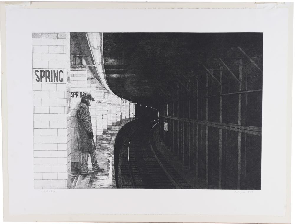 Appraisal: MAX FERGUSON B SPRING STREET STATION intaglio etching pencil signed