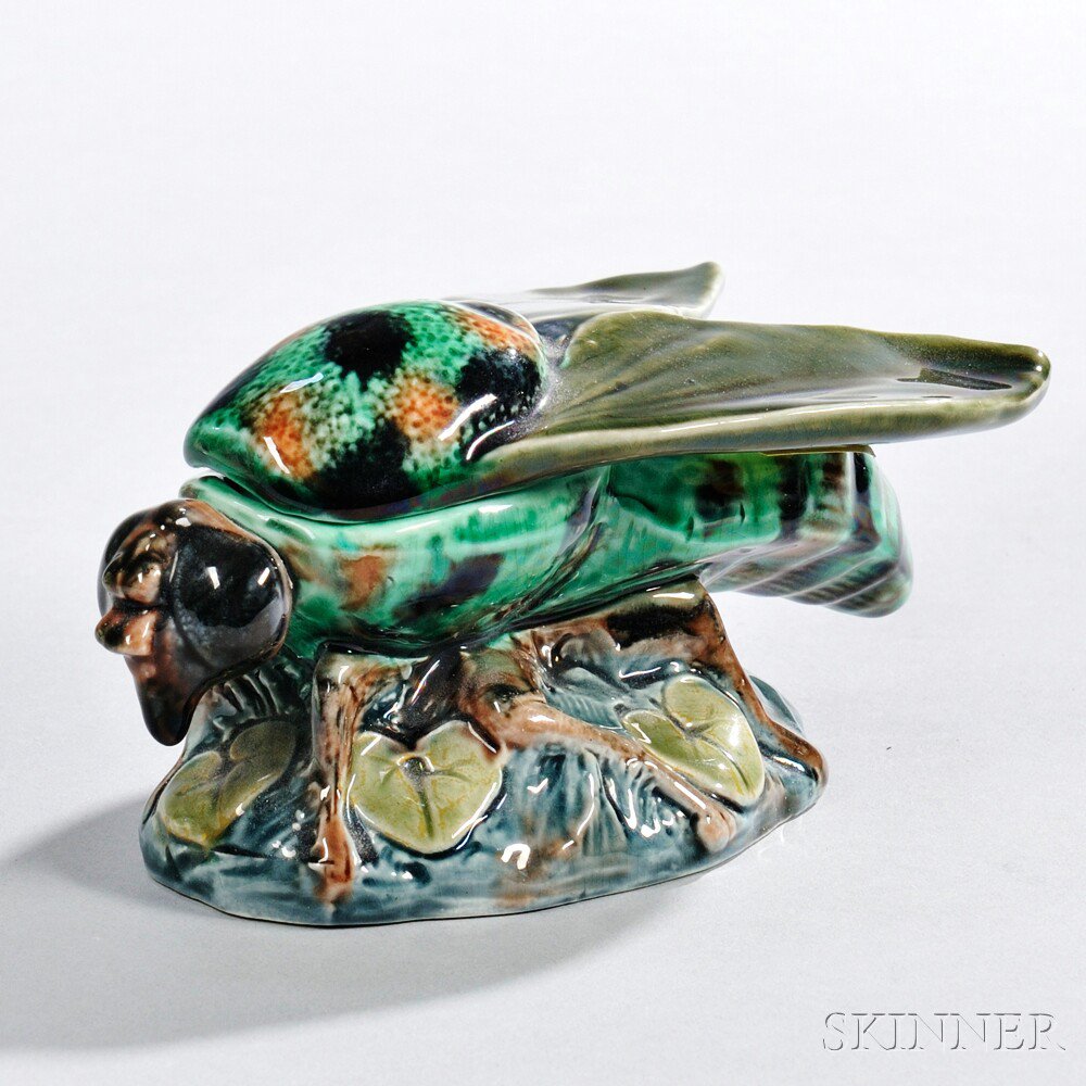 Appraisal: Wedgwood Majolica Bee-form Matchbox and Cover England the back and