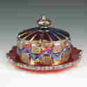 Appraisal: Westmoreland covered butter dish ruby carnival glass Marked Westmoreland Mint