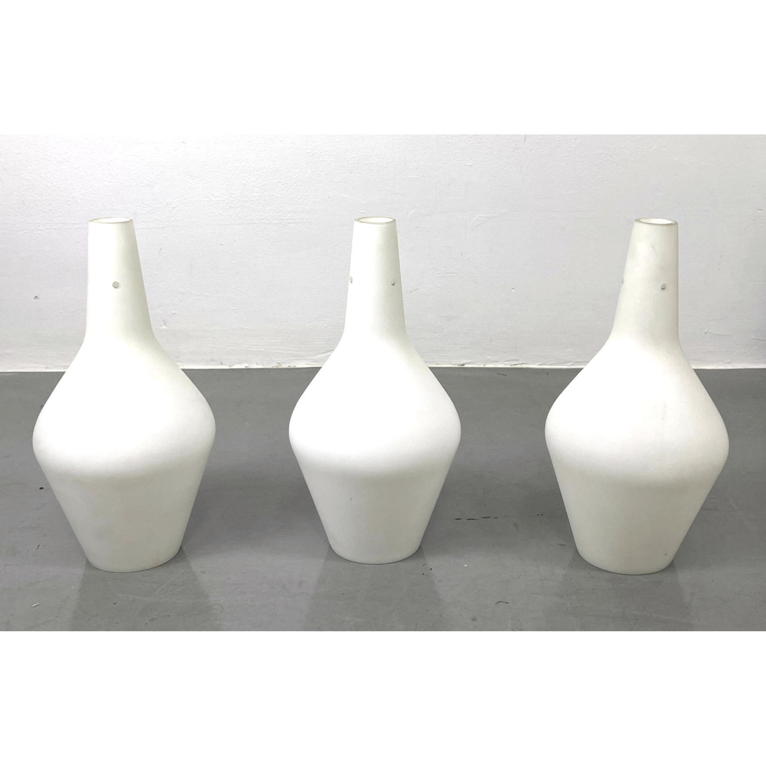 Appraisal: Set Frosted Milk Glass Shades Long neck form Lighting SHADES