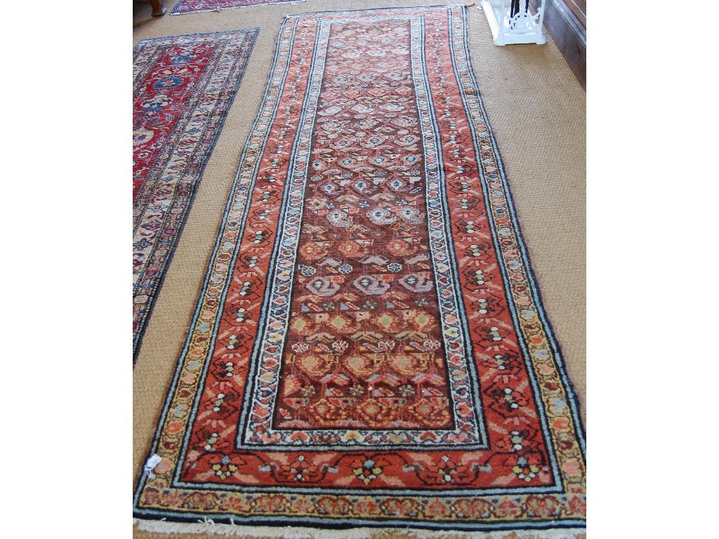 Appraisal: An antique Persian Kurd runner brown ground x m