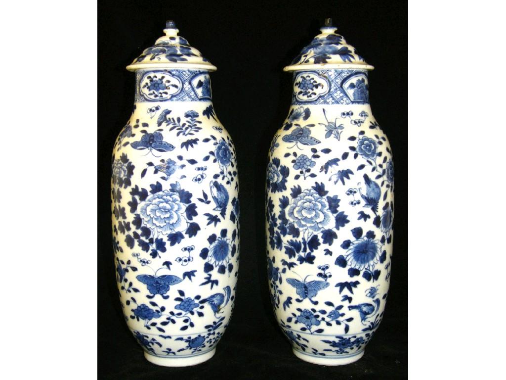 Appraisal: Pair of th century Chinese porcelain blue and white slender