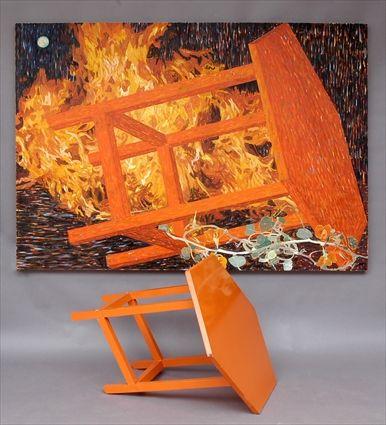 Appraisal: JENNIFER BARTLETT b FIRE-FALLEN TABLE Oil on canvas x in