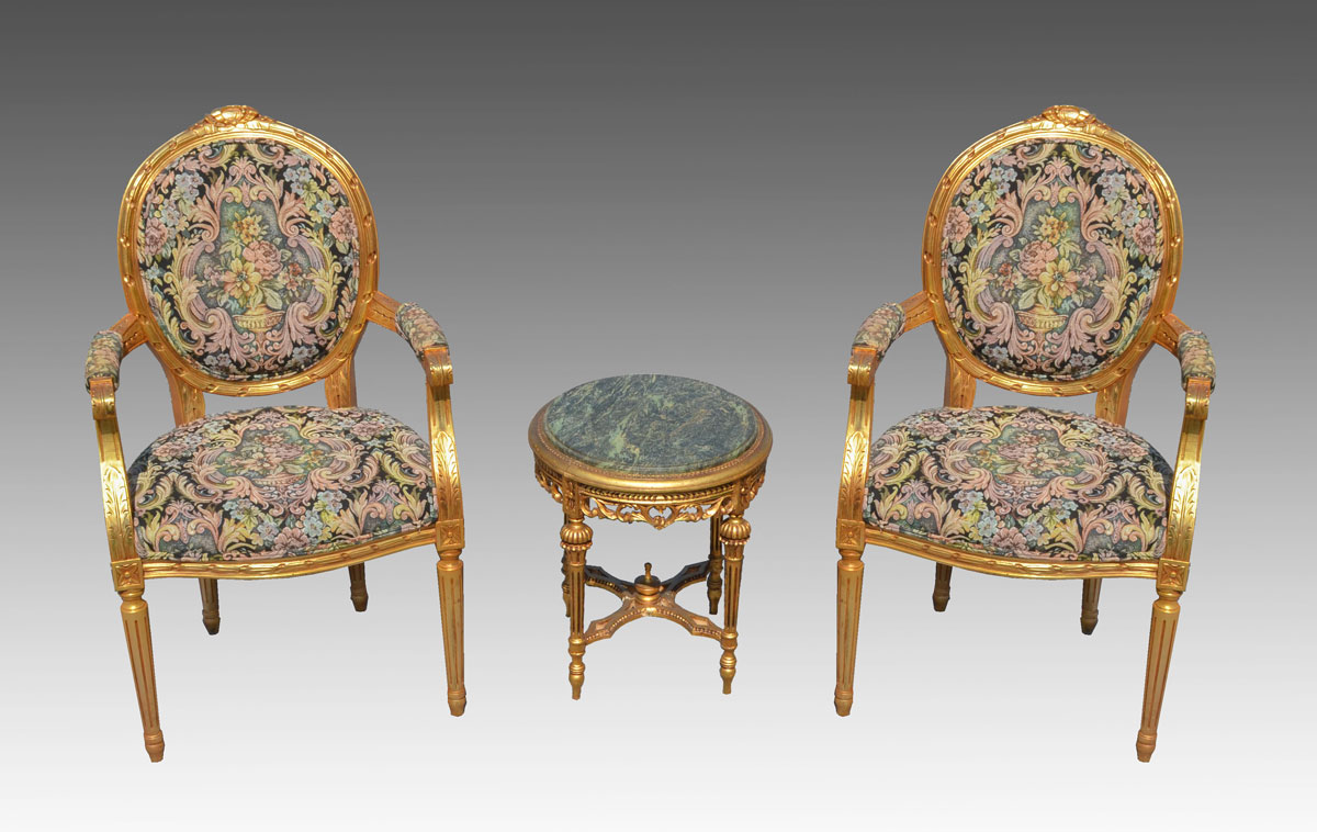 Appraisal: PIECE ITALIAN GILT DECORATED PARLOR SET pieces total to include