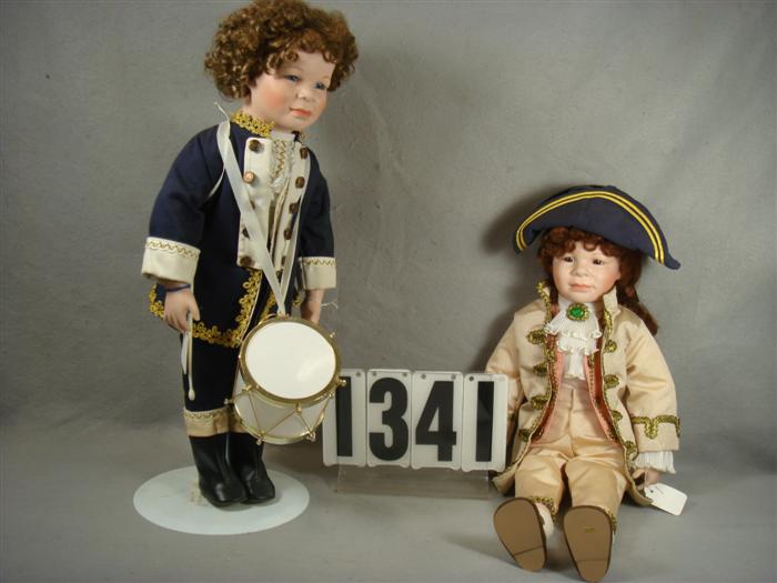 Appraisal: Lot of Colonial dressed bisque head boy dolls both made