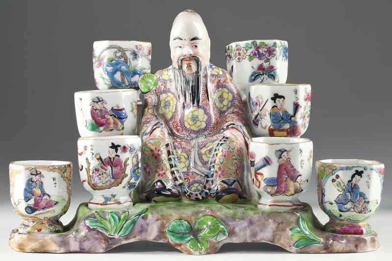 Appraisal: French Chinoiserie Porcelain Flower Display th century depicting Chinese dignitary