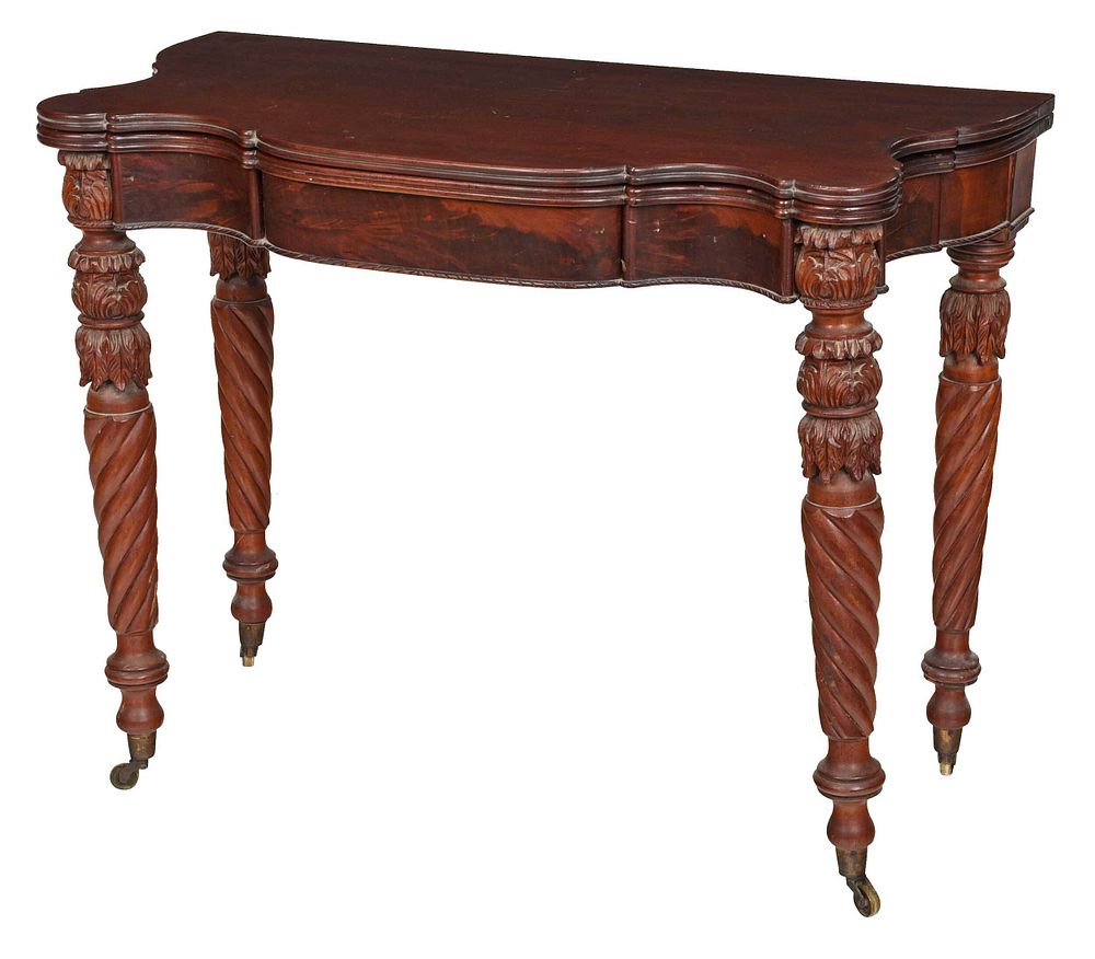 Appraisal: Massachusetts Federal Carved Mahogany Games Table Salem circa shaped fold