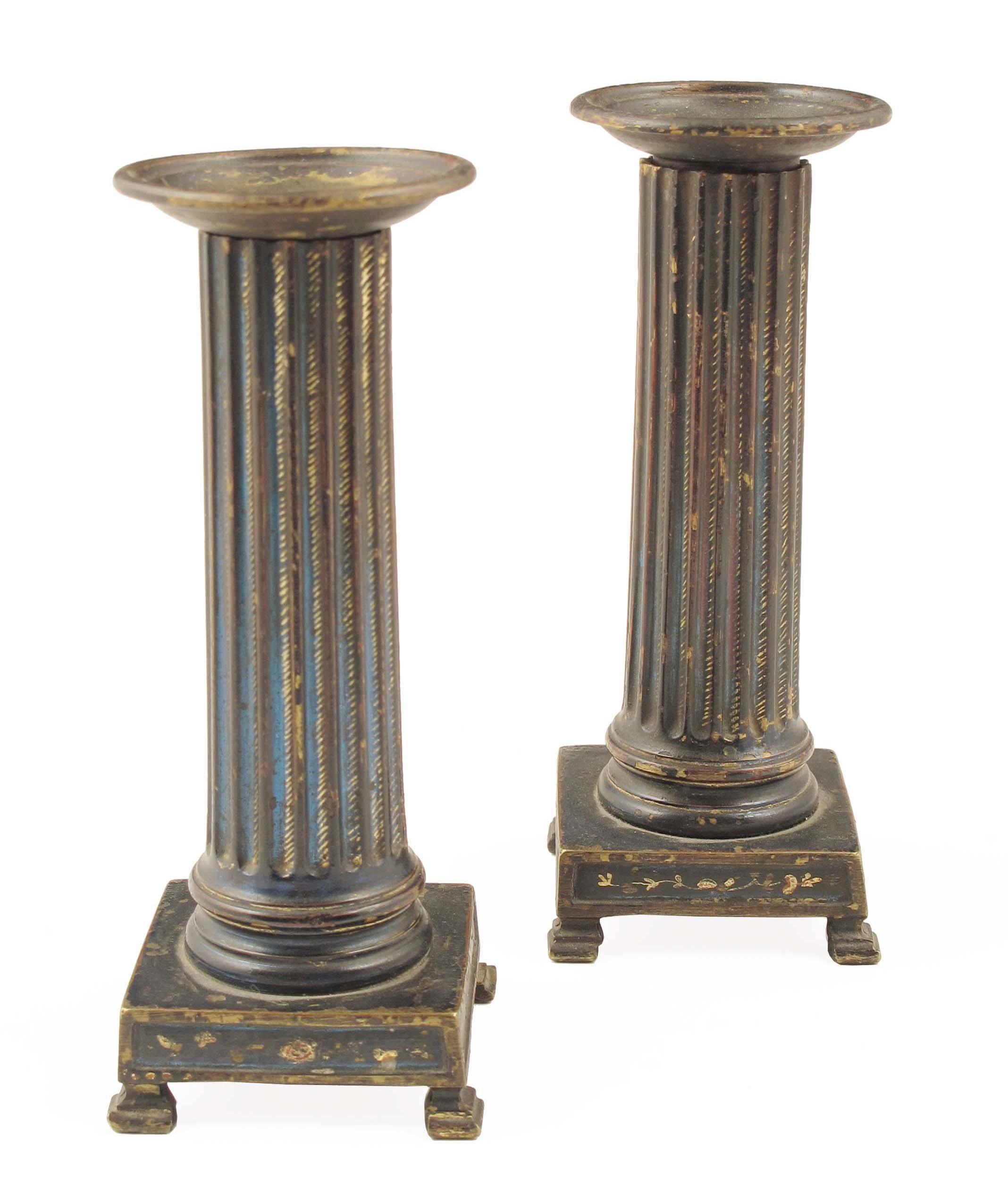 Appraisal: A pair of Regency japanned brass candlesticks