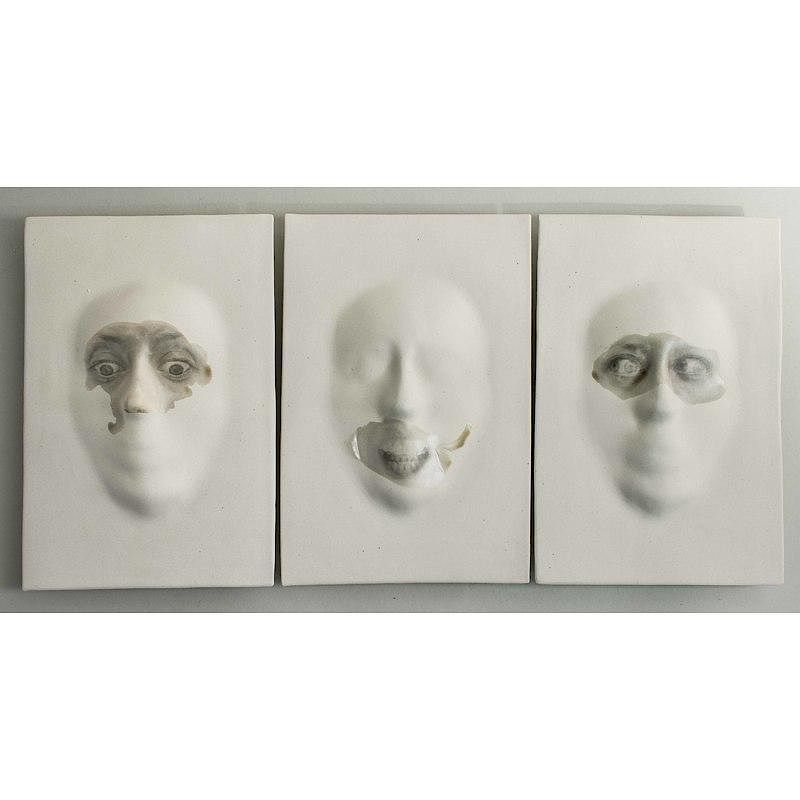 Appraisal: Three Porcelain Facial Masks Carol Lawton Lot of three photo