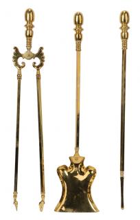 Appraisal: Set of Three Brass Fireplace Tools early th century all