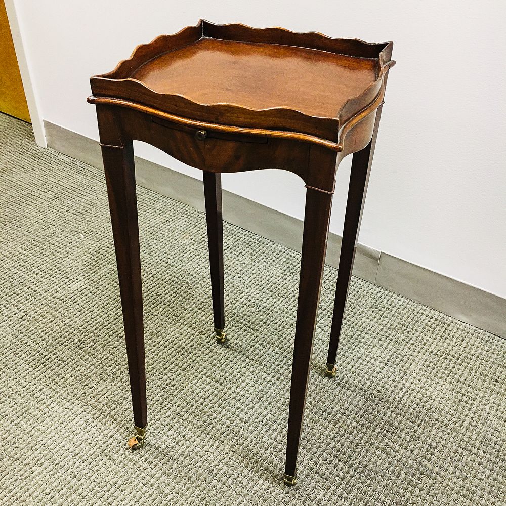 Appraisal: Federal-style Mahogany Serpentine Stand Federal-style Mahogany Serpentine Stand imperfections ht