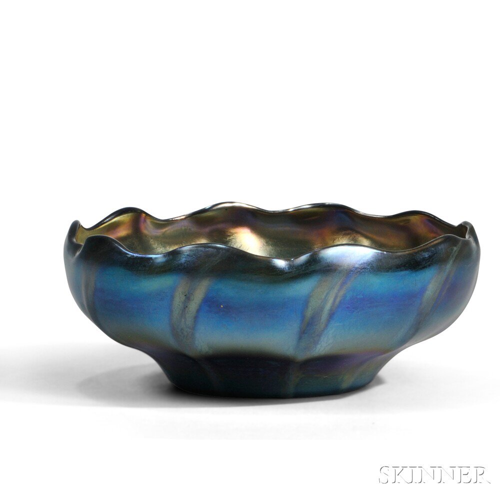 Appraisal: Louis C Tiffany Blue Favrile Bowl Art glass New York