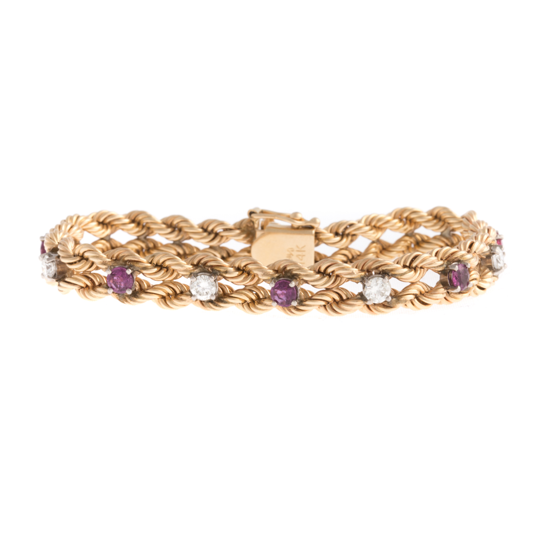 Appraisal: A Lady's Diamond and Ruby Bracelet in K Gold K