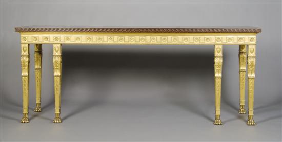 Appraisal: A Neoclassical Parcel Gilt Console Table Height x width x