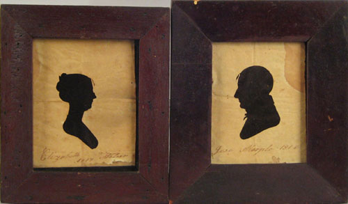 Appraisal: Two American hollowcut silhouettes inscribed Elizabeth Weber x and Jese