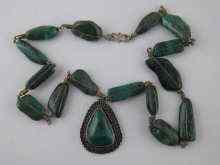 Appraisal: A white metal tests silver Middle Eastern malachite necklace