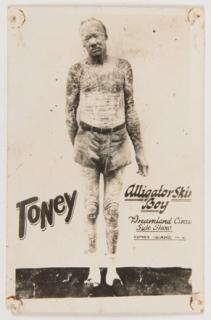 Appraisal: Toney Alligator Skin Boy Sideshow Cabinet Card New York Dreamland