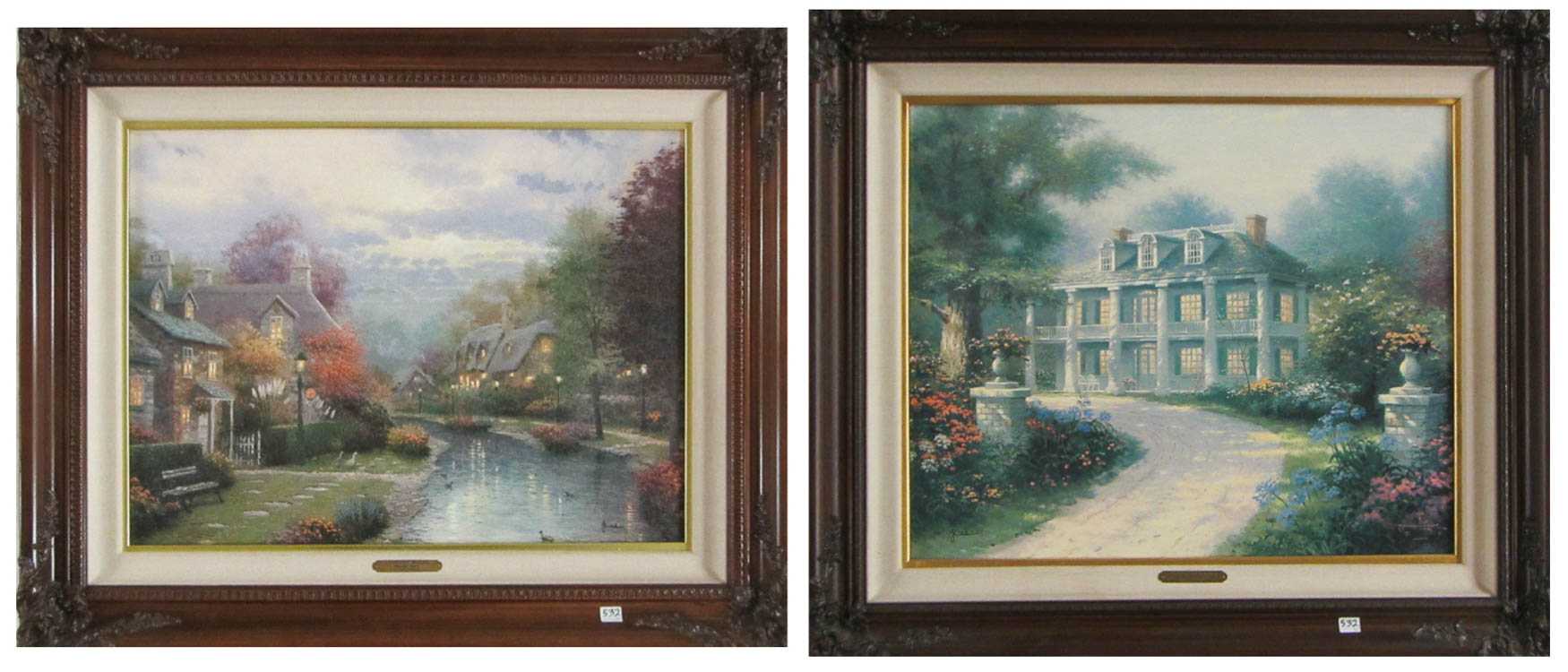 Appraisal: THOMAS KINKADE TWO EMBELLISHED OFFSET LITHOGRAPHS ON CANVAS United States