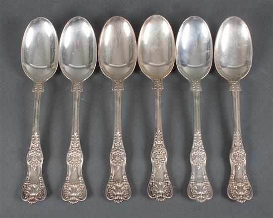 Appraisal: Six American sterling silver soup spoons in the ''King's'' pattern