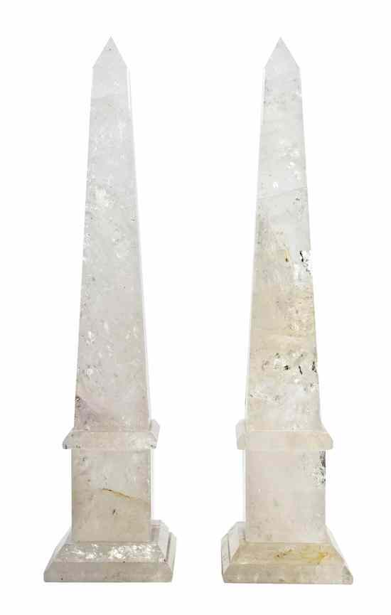 Appraisal: A Pair of Rock Crystal Obelisks each of typical form