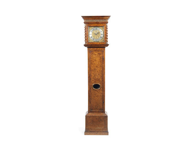 Appraisal: A late th century burr walnut month going longcase clock