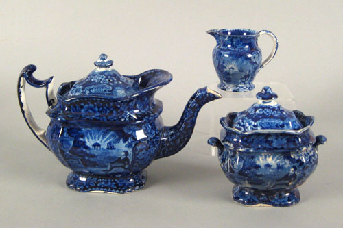 Appraisal: Staffordshire historical blue tea service th c comprising a teapot