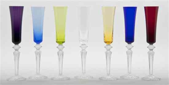 Appraisal: A Set of Seven Baccarat Glass Flutes each with a