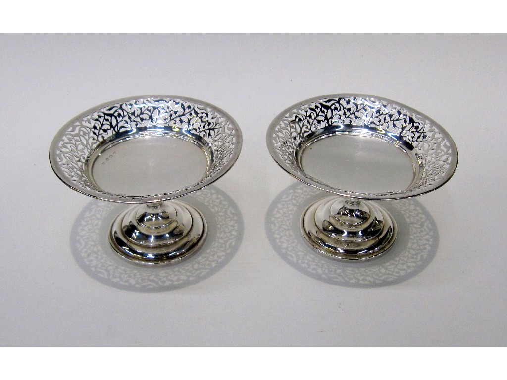 Appraisal: Pair of silver pedestal bon bon dishes Birmingham