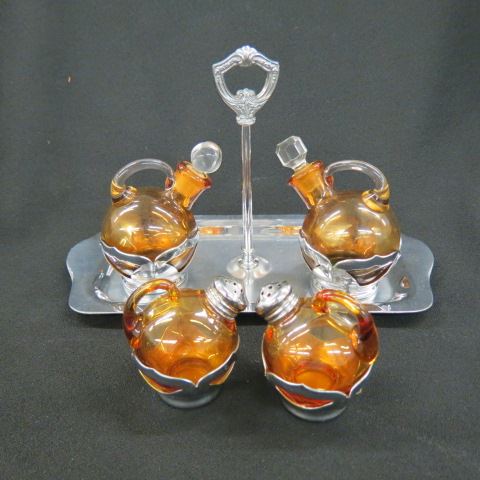 Appraisal: Farberware Cruet Set with Salt and Pepper with chrome holders