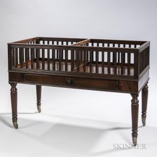 Appraisal: Regency-style Mahogany Canterbury England th century rectangular with reeded stiles