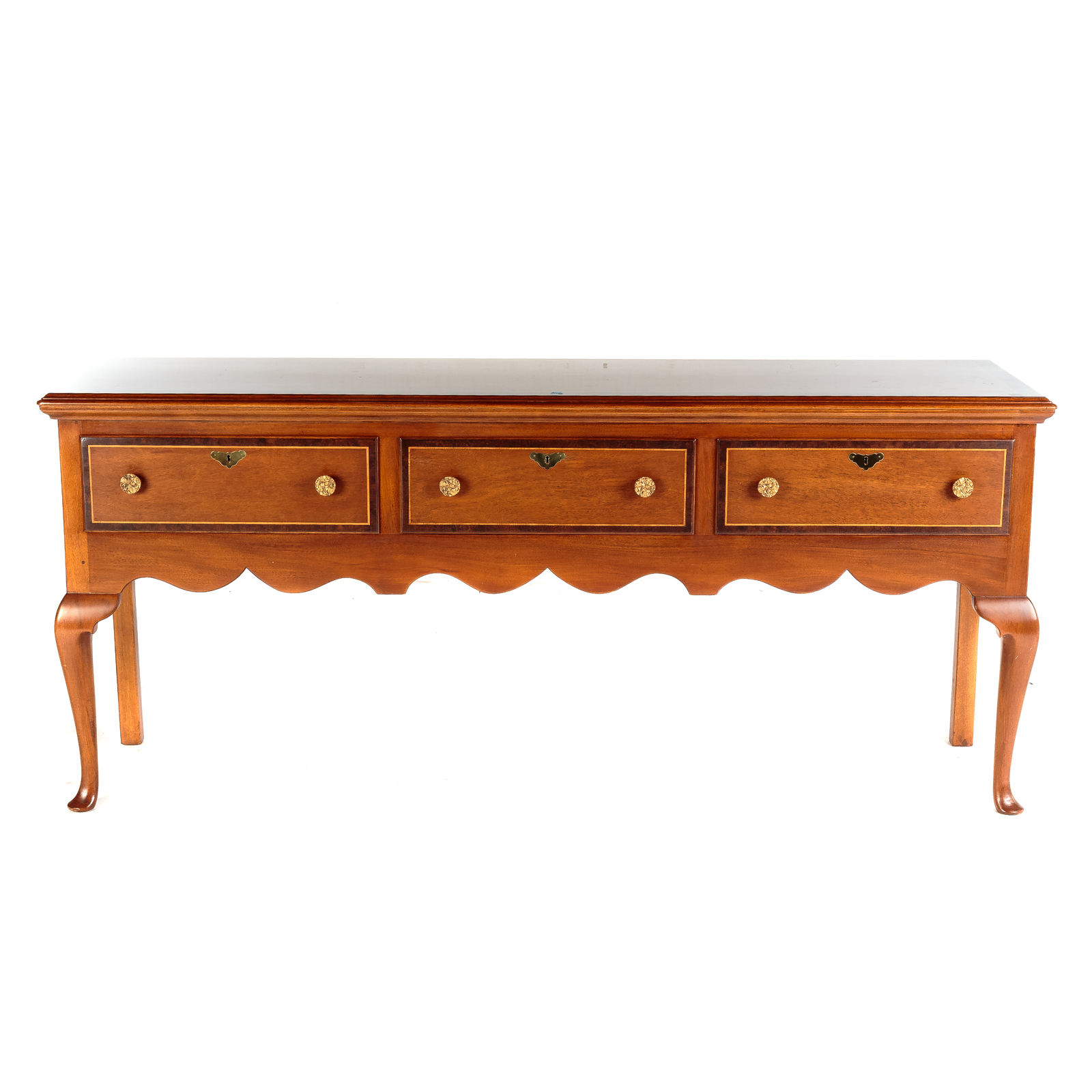 Appraisal: KITTINGER COLONEL WILLIAMSBURG SIDEBOARD With burled walnut and mahogany inlaid