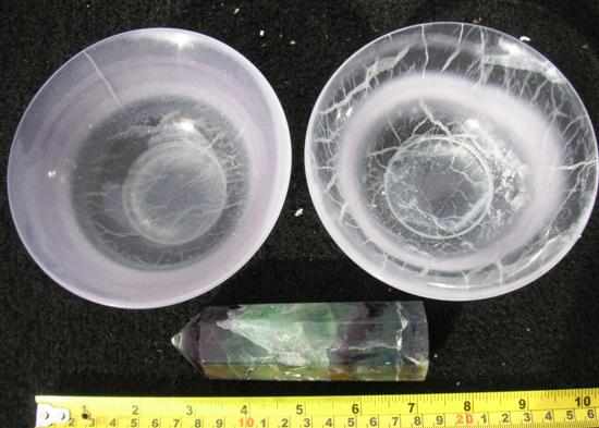 Appraisal: TWO PALE FLOURITE BOWLS AND FLOURITE OBELISK