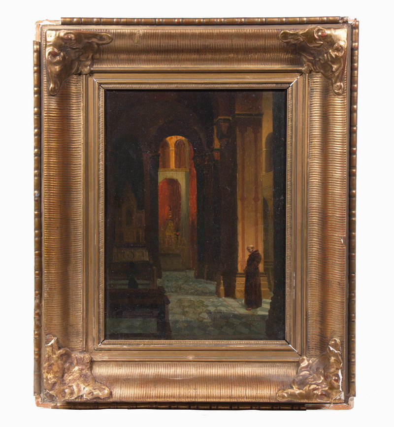 Appraisal: TH C ITALIAN SCHOOL A Monk in a Cathedral Narthex