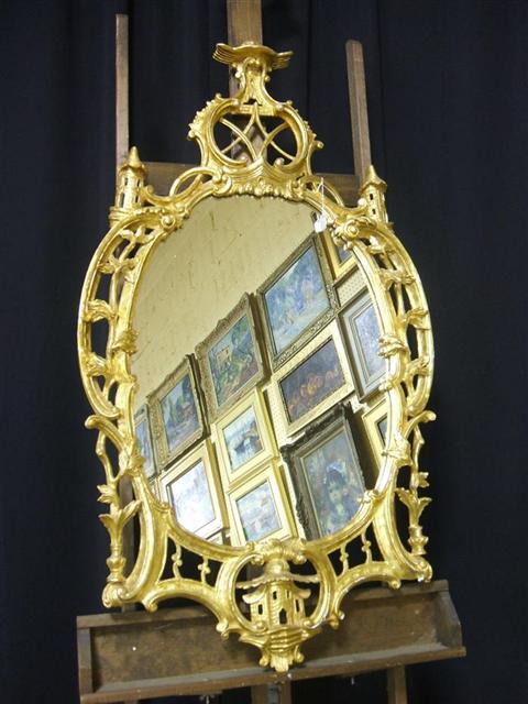 Appraisal: NEOCLASSICAL STYLE GOLD PAINTED MIRROR Late th century carved by