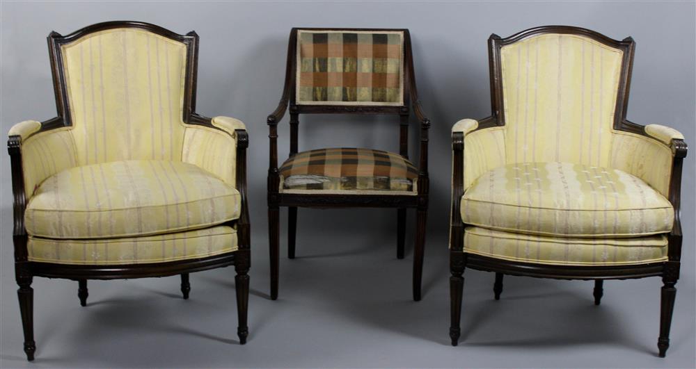 Appraisal: PAIR OF LOEBLEIN COMPANY BERGERES TOGETHER WITH A DIRECTOIRE STYLE