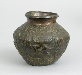 Appraisal: A Small Hand-Wrought Metal Vase A small hand-wrought metal vase