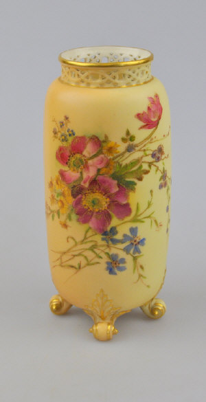 Appraisal: A Royal Worcester vase raised on four scroll feet with