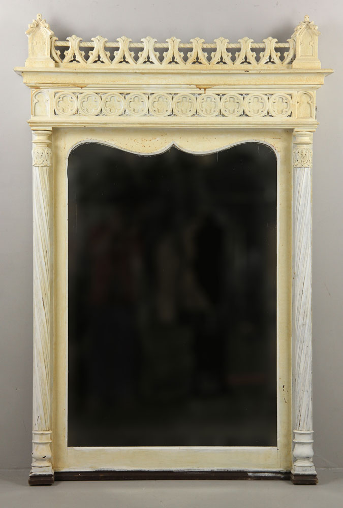 Appraisal: - th C Gothic Revival Painted Mirror th century Gothic