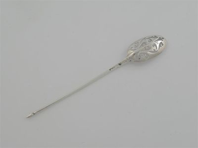 Appraisal: A George II mote spoon rattail pierced scrolls maker's mark