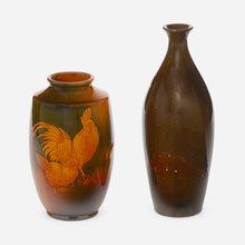 Appraisal: Rookwood Pottery TIGER EYE VASES SET OF TWO USA c