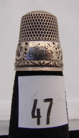 Appraisal: Sterling thimble with fancy design on band AE