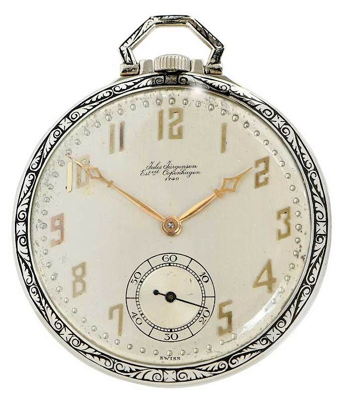 Appraisal: kt Jules Jurgensen Pocket Watch mm case gold-tone Arabic numeral