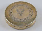 Appraisal: An th century Russian silver circular snuffbox gilt lined engraved