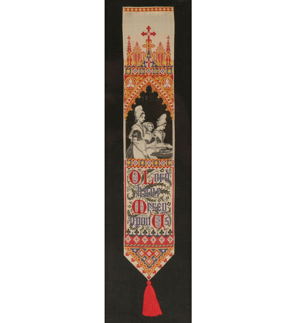 Appraisal: Three religious Stevengraph woven silk ribbon bookmarks acolytes etc ladies