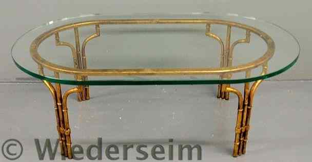 Appraisal: Faux gilt Chinese Chippendale style metal coffee table with a