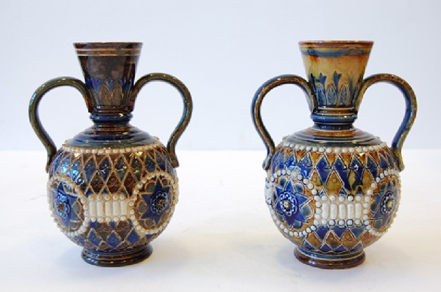 Appraisal: PAIR OF ROYAL DOULTON STONEWARE VASES