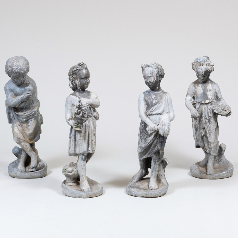 Appraisal: Four American Lead Garden Figures of the Four Seasons Tallest